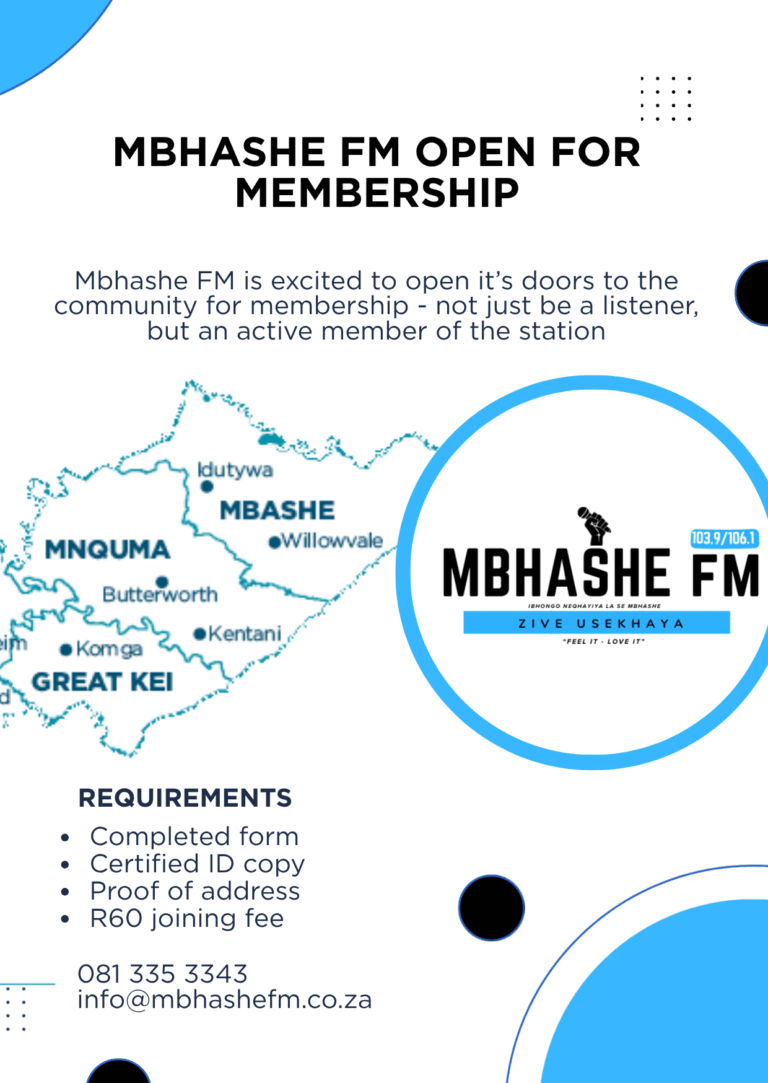 Livuliwe ithuba lokuba lilungu lo Mbhashe FM